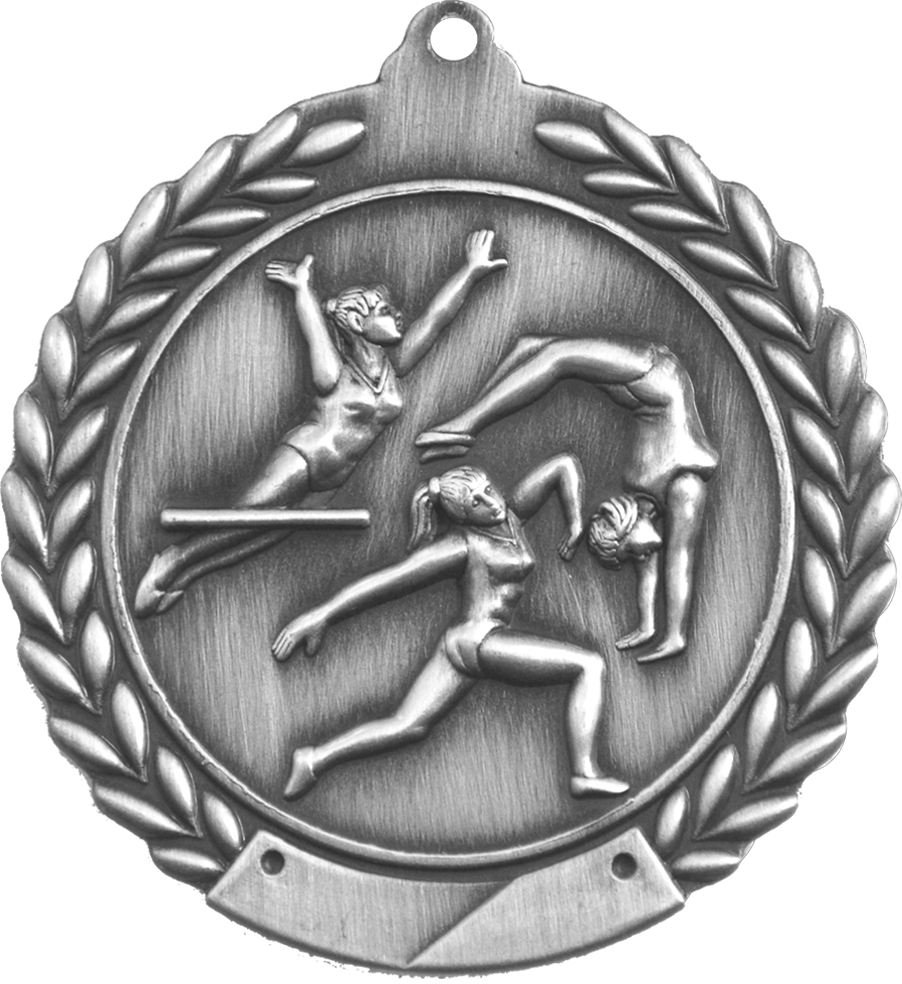 Silver 2.75" Wreath Female Gymnastics Medal