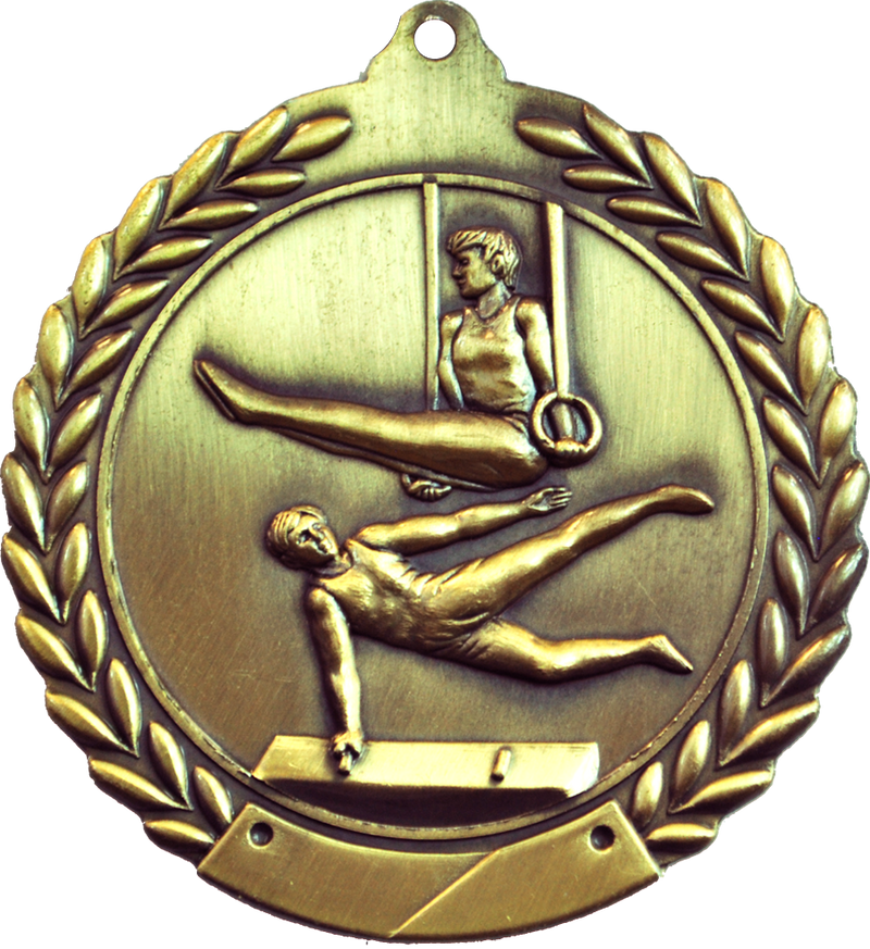 Gold 2.75" Wreath Male Gymnastics Medal