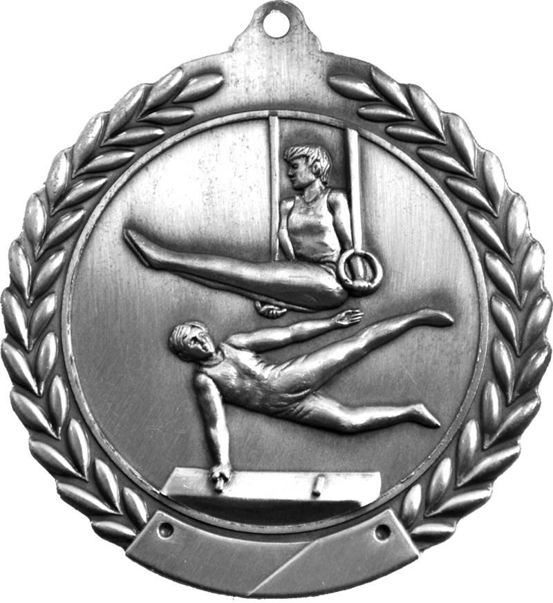 Silver 2.75" Wreath Male Gymnastics Medal
