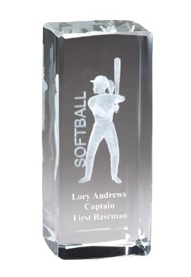 3D Softball Sports Crystal