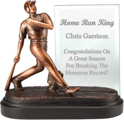 Home Run Baseball Award with Engraved Glass