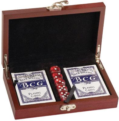 Personalized Rosewood Finish Card and Dice Set