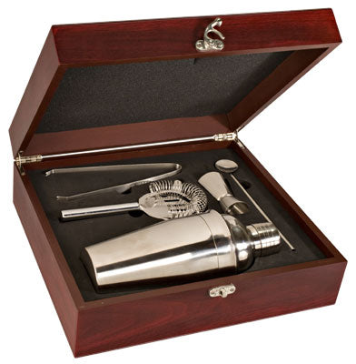 Personalized Rosewood Finish Martini Set