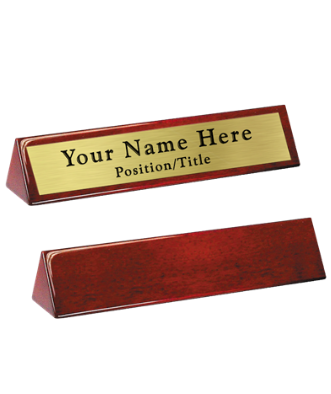 Rosewood Wood Name Block With Gold Plate