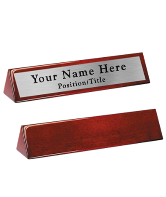 Rosewood Wood Name Block With Silver Plate