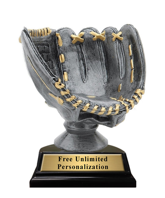 Silver Glove Game Ball Baseball Trophy